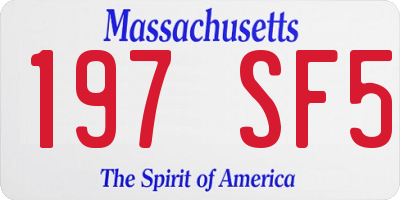 MA license plate 197SF5