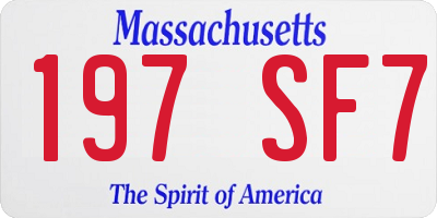 MA license plate 197SF7