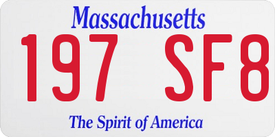 MA license plate 197SF8