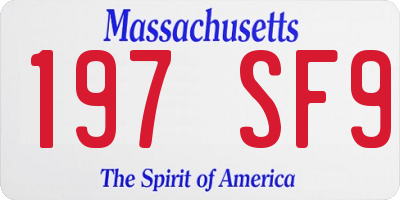 MA license plate 197SF9