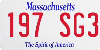 MA license plate 197SG3