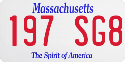 MA license plate 197SG8