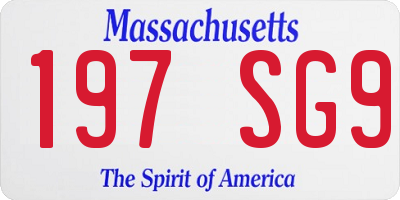 MA license plate 197SG9