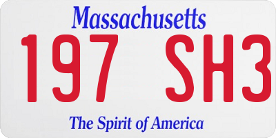 MA license plate 197SH3