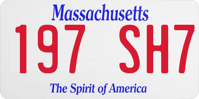 MA license plate 197SH7