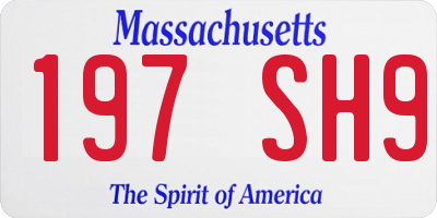 MA license plate 197SH9