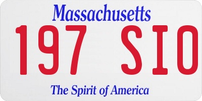 MA license plate 197SI0