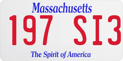 MA license plate 197SI3