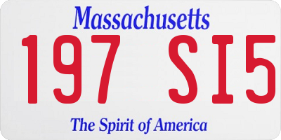 MA license plate 197SI5