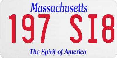 MA license plate 197SI8