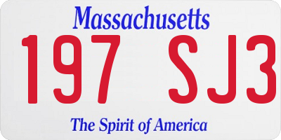 MA license plate 197SJ3