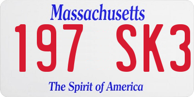 MA license plate 197SK3