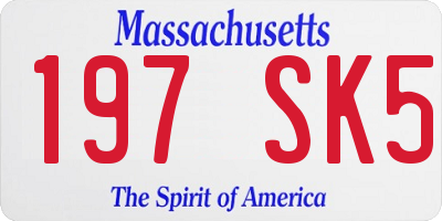 MA license plate 197SK5
