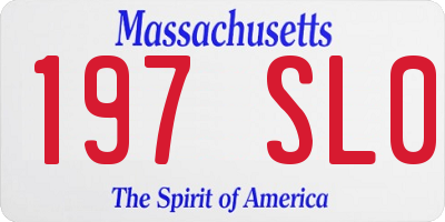 MA license plate 197SL0