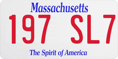 MA license plate 197SL7