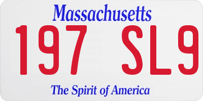 MA license plate 197SL9