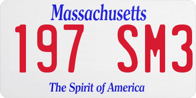 MA license plate 197SM3