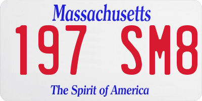 MA license plate 197SM8