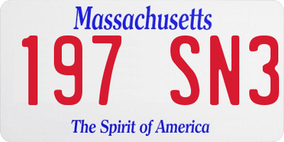 MA license plate 197SN3
