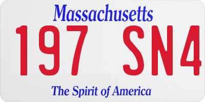 MA license plate 197SN4