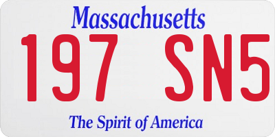 MA license plate 197SN5