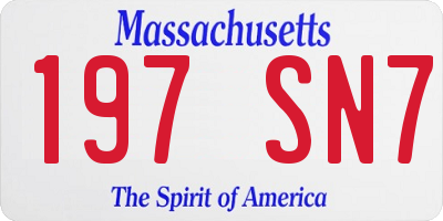 MA license plate 197SN7