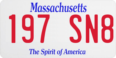 MA license plate 197SN8