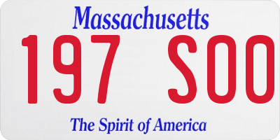 MA license plate 197SO0