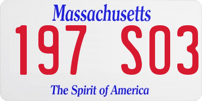 MA license plate 197SO3