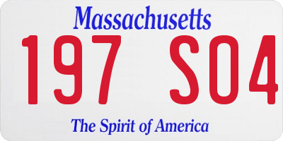 MA license plate 197SO4