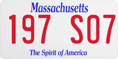 MA license plate 197SO7