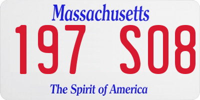 MA license plate 197SO8