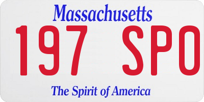 MA license plate 197SP0