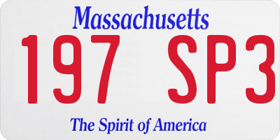 MA license plate 197SP3