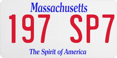 MA license plate 197SP7