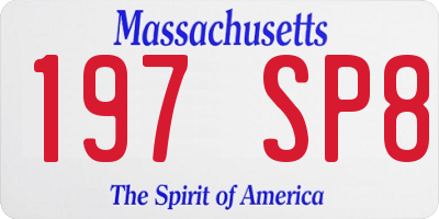 MA license plate 197SP8