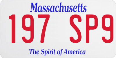 MA license plate 197SP9