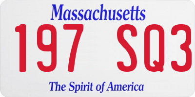 MA license plate 197SQ3