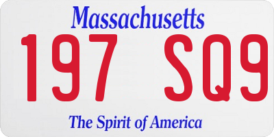 MA license plate 197SQ9