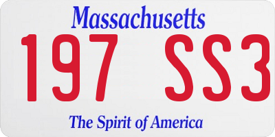 MA license plate 197SS3