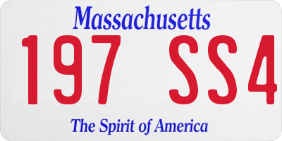 MA license plate 197SS4