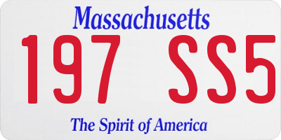 MA license plate 197SS5