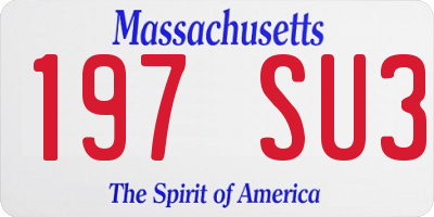 MA license plate 197SU3