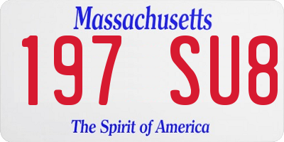 MA license plate 197SU8