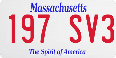 MA license plate 197SV3