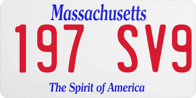 MA license plate 197SV9