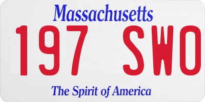 MA license plate 197SW0