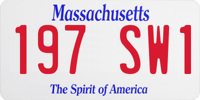 MA license plate 197SW1