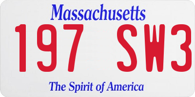MA license plate 197SW3