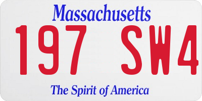 MA license plate 197SW4